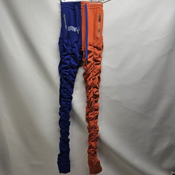 GSUWOO Orange Blue Ruched Set XS – Hoodie Joggers Streetwear Colorblock Outfit - Picture 14 of 16